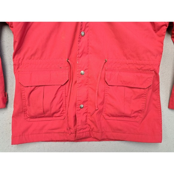 Vtg 80s WOOLRICH Wool Plaid Lined Red RAIN JACKET Windbreaker Coat Sz L - Picture 4 of 9